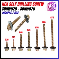(BOX/KOTAK) 1000pcs DS520HW HexSelf Drilling Screw With Screw Washer DS525HW DS640HW DS645HW DS650HW