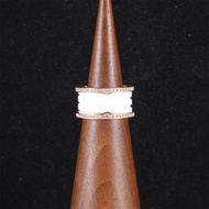 BVLGARI(寶格麗) B.ZERO1 彈簧戒指 四圈 雙邊鑽 鑽石/白陶瓷 54