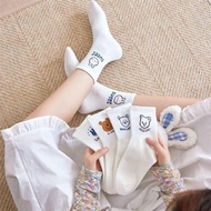 Set of 10 pairs of Korean-style white bear high-neck socks for men and women (chunghoi)