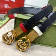 [Gucci] Belt Belt Ladies Style 2.0 Ladies Version Rotating Copper Buckle Imported Calfskin Double-Si