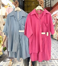 ชุดเซ็ทสาวอวบไซต์ใหญ่ สีพื้น ผ้าฟ๊อก เนื้อนิ่ม ชุดเซ็ทแฟชั่น