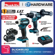 MAKITA DLX2455JX2 CORDLESS COMBO SET 18V (DTD172Z + DHP486Z) COME WITH 2PCS BATTERY 18V 6.0AH & 1PC 