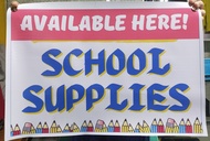 School Supplies Available Here Signage TARPAULIN SIZE : 12X18 INCHES 9X12 INCHES