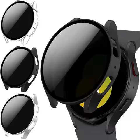 Case for Samsung Galaxy watch 6 44mm 40mm Tempered Glass PC bumper Cover Anti-Spy Shockproof screen 