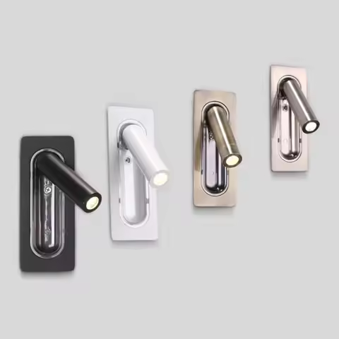 LED reading wall lamp, bedside lamp, rotatable background embedded spotlight, bedroom, office, hotel