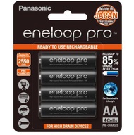 ถ่านชาร์จ battery Panasonicแท้ Eneloop proสีดำ 2A(AA2550mAh)3A(AAA950mAh) "pack / 4 ก้อน