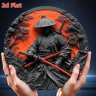 1pc 2D Flat "Samurai Red Sun" Defining Samurai Spirit Japanese Samurai Themed Decorative Element, Tr