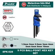 Pro'sKit 8PK-028 9Pcs Ball-Point Hex Key Set (Metric)