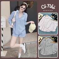 Women's Big Size Shirt Set Stylish PlaidShorts Buy Summer Beach for Chubby SET974