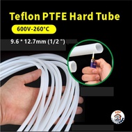 600V PTFE Tube Teflon PTFE Hard Tube Milky White Polytetrafluoroethylene Tube 9.6*12.7mm (1/2") Insu