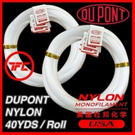 DUPONT USA 40YDS Clear Nylon Monofilament Line Leader 40YDR Shock Mono Tangsi Tali Fishing Pancing