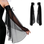 73KCOOHSHOP 1Pair Women Long Tulle Bell Sleeves, Elegant Breathable Sunscreen Sleeves, Detachable Ad