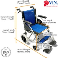 ViN-32AS Singapore High Quality 10 kg Lightweight Foldable 18 Inch Wheelchair Aluminum Push Chair
