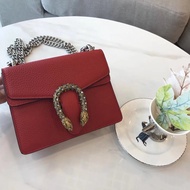 GUCCI GUCCI421970Popular Global Drip Bacchus Bag 20cmBlack Black Green Red Original Lychee Grain Cow