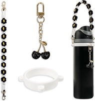 Handle Strap & Cherry Charm Accessories Set Compatible with Owala Water Bottle 24 oz 32 oz 40 oz Fre