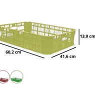 2212L Green Leaf Hole Container Box 62x42x14CM Crate Plate Glass Food Basket Vegetable Fruit Meat Bo