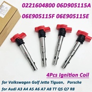 New 4Pcs Red Ignition Coil 0221604800 06E905115E for VW Audi A4 A5 TT Q5 R8 2.0TFSI/2.0TSI A3/GOLF 5