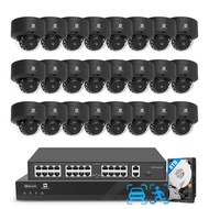 GWSECU 32 Channel Security Camera System with Mic, Smart AI Human/Vehicle Detection, 24X Dome 4K IP6