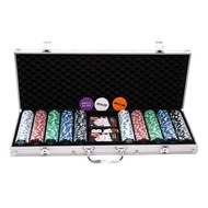 500 Chip Set Playing Cards Texas Games Baccarat Game Chip Set Aluminum Cross-Border Chip Support Box