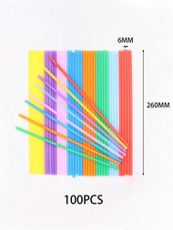 100入組/500入組 彩色DIY手工製作材料吸管直管，彩色彈性吸管，彎曲吸管，通用直管，（手動測量會有1-2厘米的誤差）