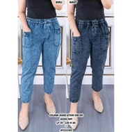 Baggie pants code 42199 jeans material jumbo elastic waist denimSnow lp70-120 pj86, with pockets
