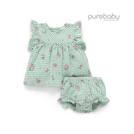 Purebaby Organic Frida Gingham Bloomer Set - Frida Print