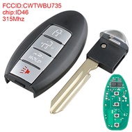 315เมกะเฮิร์ตซ์4ปุ่ม Key Fob Keyless E Ntry รถกุญแจรีโมทที่มี ID46ชิป CWTWBU735เหมาะสำหรับนิสสัน Max