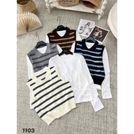 1115SHE23 2-piece shirt set -HA.HI wears Ghile sweater with shirt
