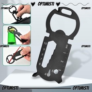 OPTIMISTI EDC Tools Card, Black Stainless Steel Outdoor Gadgets, Portable Multifunction Silver Ruler