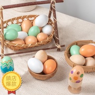 Wooden Simulation Egg Duck Egg Children DIY Painted Toy Easter Decoration Egg Toy