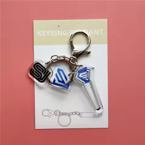 KPOP Super Junior SJ Acrylic Light Stick Keychain SJ SUPER CLAP Pendant Keyring DongHae Kim Hee-Chul