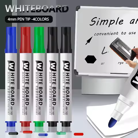 4pcs Whiteboard Marker Set, 4 Colors (Black/Blue/Red/Green), Clear Writing, Easy Erasure, Office & T