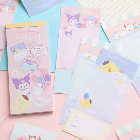 Sanrio Creative Kuromi My Melody Memo Pad Stationery Cartoon Hello Kitty Bookmark Notepad Label Scho