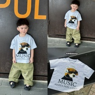 MUSIC DOG PEPPER GRAY T-SHIRT Loose Form Boxy 100% Thick 2C Cotton.