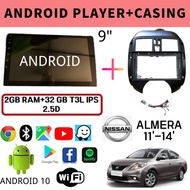 NISSAN ALMERA 2011, 2012, 2013, 2014 9" Inch Android 10 Car Android GPS Wifi Bluetooth Car Andriod Player With Casing