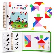 Travel Tangram Puzzle Magnetic Puzzle Book Game Road Trip Game Jigsaw Shapes Dissection STEM Games w