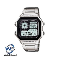 Casio AE-1200WHD-1A AE1200WHD-1A Stainless Steel World Time 5 Alarms Chronograph 100M Men's Watch