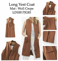 Daud Fashion Long Vest Wanita Polos Tujuh Pilihan Warna Navy Elektrik Putih Marun Hitam Mocca dan Ab