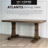 VH ATLANTIS Dining Table 160x90cm Meja Makan Murah Solid Wood Trestle Base Dining Table