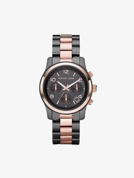 นาฬิกาข้อมือผู้หญิง Michael Kors Runway Black Dial Gold, Grey  MK5482
