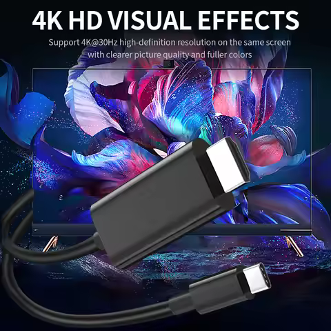 4K Type-C to HDMI Cable 2M/6.56FT USB-C 3.1 to HDMI 1.4 Adapter Thunderbolt 3 Compatible for DELL XP