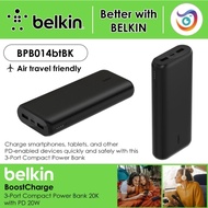 Belkin BPB014btBK 20000mAh BoostCharge 3-Port Compact PowerBank with PD 20W Power Bank