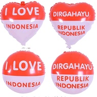 MERAH FS August 17th Balloon Decoration, foil balloon, plastic balloon, red and white balloon, heart