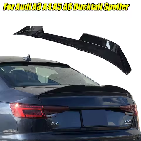 For Audi Accessories A3 8P A4 B8 B9 A5 A6 C6 Car Rear Trunk High Kick Ducktail Boot Spoiler Wing Uni