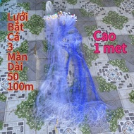 Lưới đánh cá 3 lớp màn cao 1m dài 45/50m và 90/100m Lưới Bắt Cá Lưới 3 màn Fishing