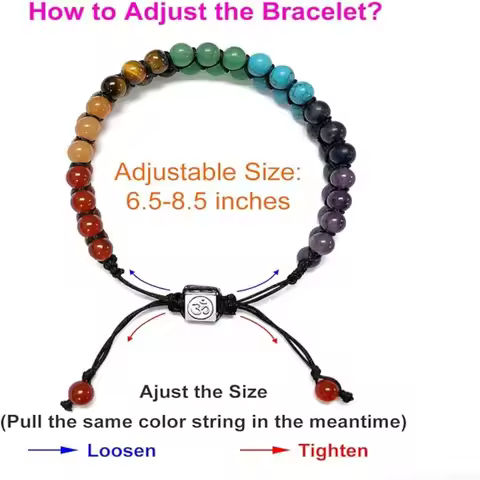 Top Plaza 7 Chakra Treatment Crystal Bracelet Yoga Stone Adjustable Beads Bracelet Meditation Relaxa