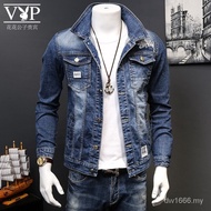 SDGREYRTYT dw2020 New Fashion Men's Denim Jacket Jaket Lelaki Student Jeans Outwear Jaket Jeans denim jacket