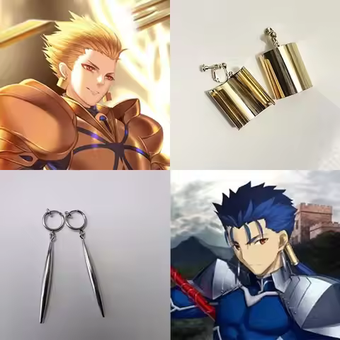 Game Fate Grand Order Gilgamesh Earrings Cosplay FGO Gold Earring Ear Stud Men Women Costume Accesso
