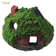 TOBE2 Aquarium Decoration, Resin Simulation Hobbit House, Aquatic Thatched House Betta Hideout Cave 