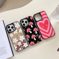 TiFY Mushroom Heart Flower Sticker Mirror iPhone Case For 14 Pro Max 11 12 13 Pro MAX 14 Plus TPU Side Letters  Shockproof Phone Cover Back INS Style Casing